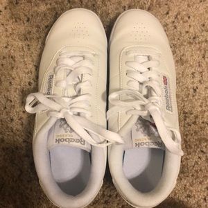 Reebok white tennis shoes, almost new